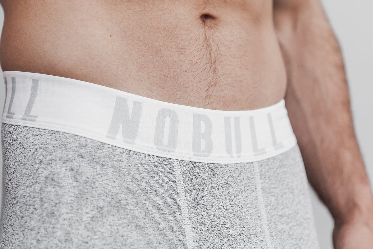 Nobull 3/4 Compression Tight Plush Heather Hardloopbroek Heren Wit | 174308-PQD