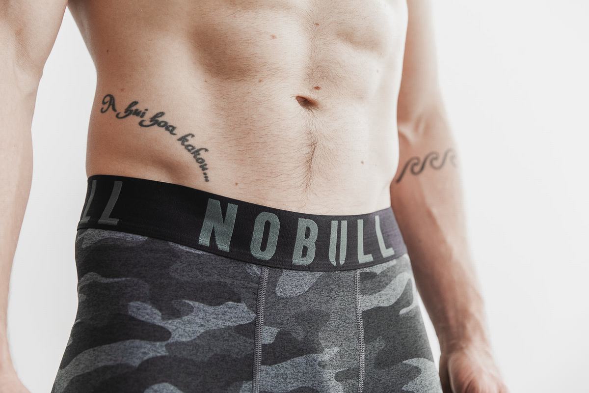 Nobull 3/4 Compression Tight Plush Heather Hardloopbroek Heren Donkergrijs Camo | 723640-ZLJ