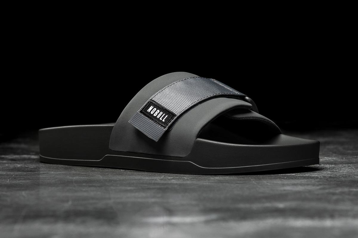 Nobull Adjustable Slippers Heren Donkergrijs | 709235-IRQ