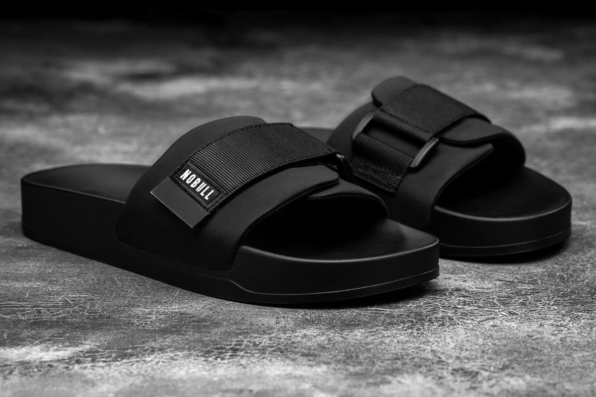 Nobull Adjustable Slippers Heren Zwart | 039815-BVE