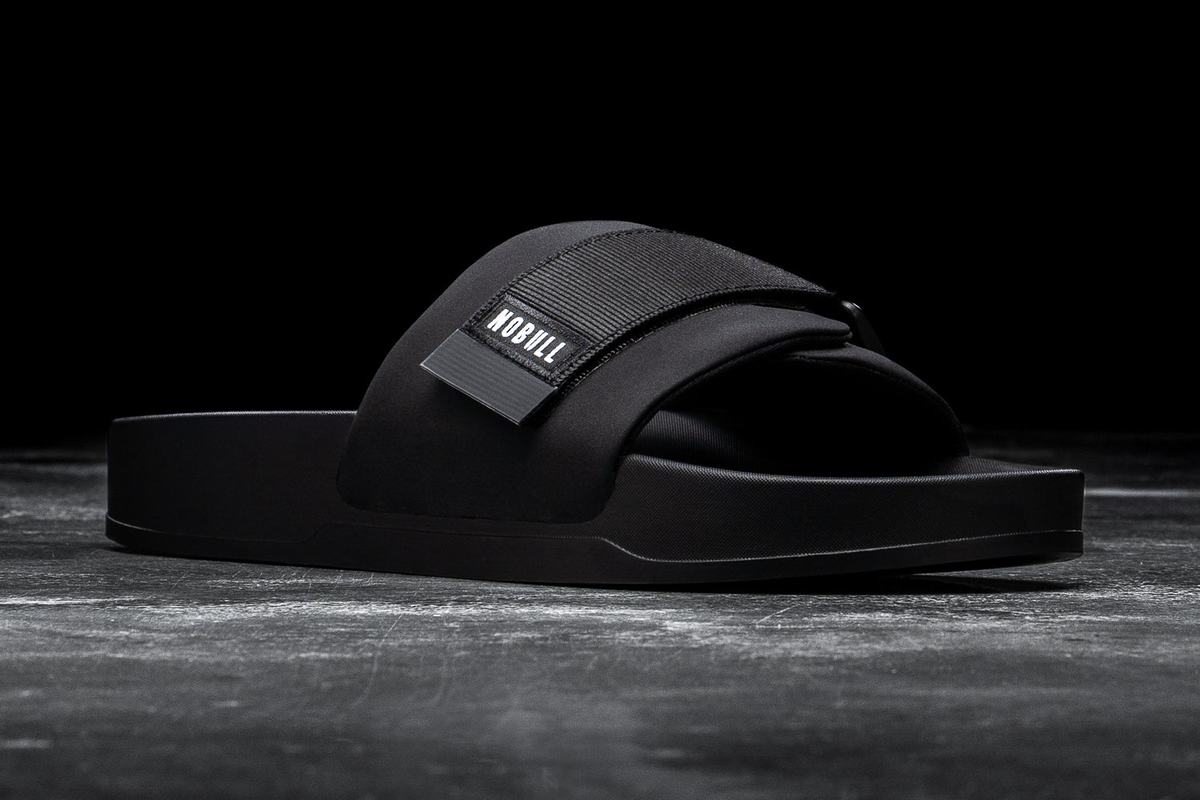 Nobull Adjustable Slippers Heren Zwart | 039815-BVE