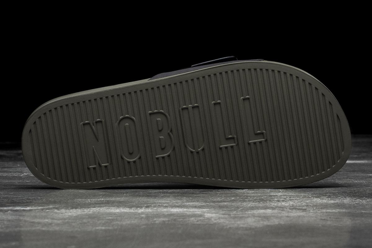 Nobull Adjustable Slippers Heren Zwart Donkergroen | 078316-QCN