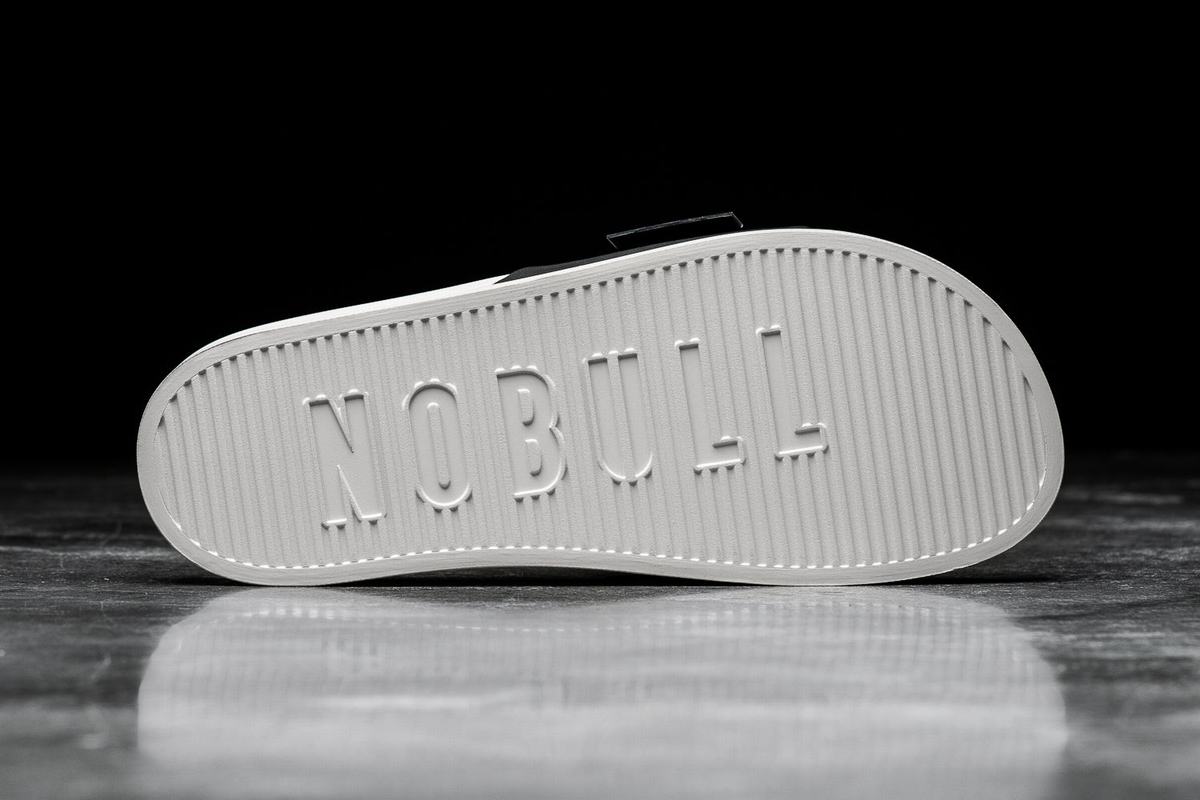 Nobull Adjustable Slippers Heren Zwart Wit | 345970-BZM