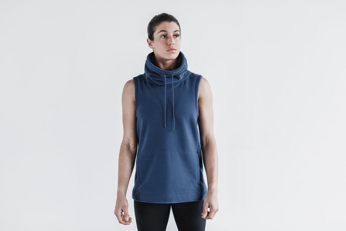 Nobull Arctic Mouwloos Cowl Sweatshirts Dames Grijs Blauw | 852670-HPQ