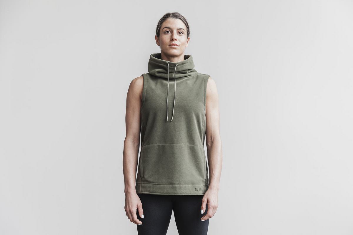 Nobull Arctic Mouwloos Cowl Sweatshirts Dames Groen | 972638-CGP