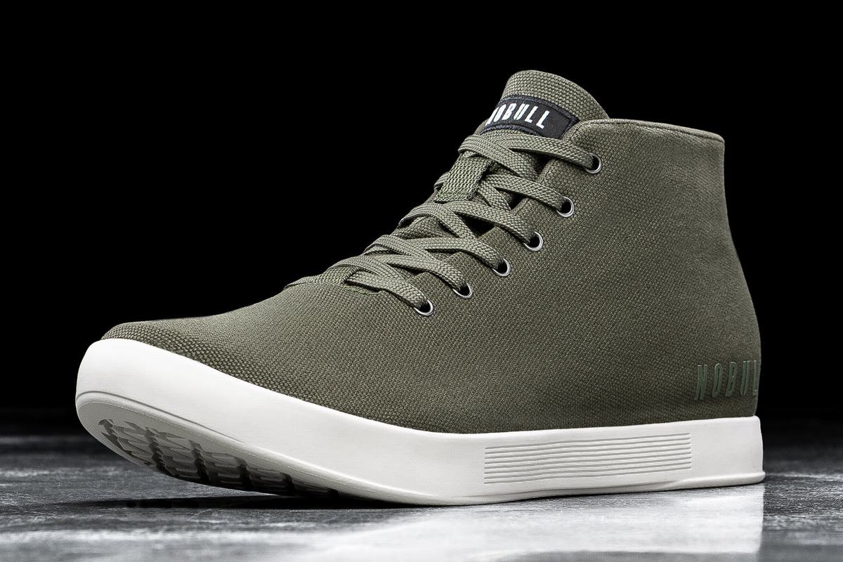 Nobull Canvas Mid Trainer Fitness Schoenen Dames Donkergroen Wit | 075912-LXI