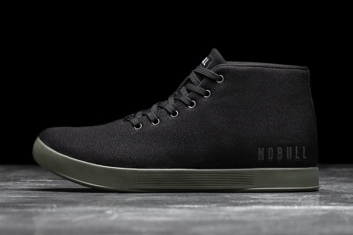 Nobull Canvas Mid Trainer Fitness Schoenen Heren Zwart Donkergroen | 617294-UOZ