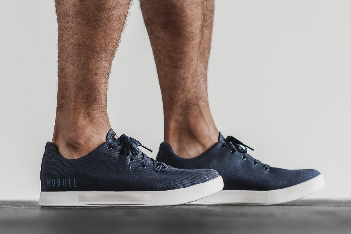 Nobull Canvas Trainer Fitness Schoenen Heren Donkerblauw Wit | 879620-UKG