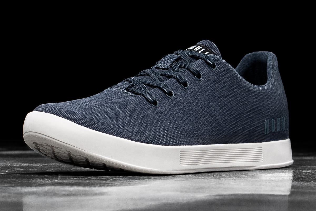 Nobull Canvas Trainer Fitness Schoenen Heren Donkerblauw Wit | 879620-UKG