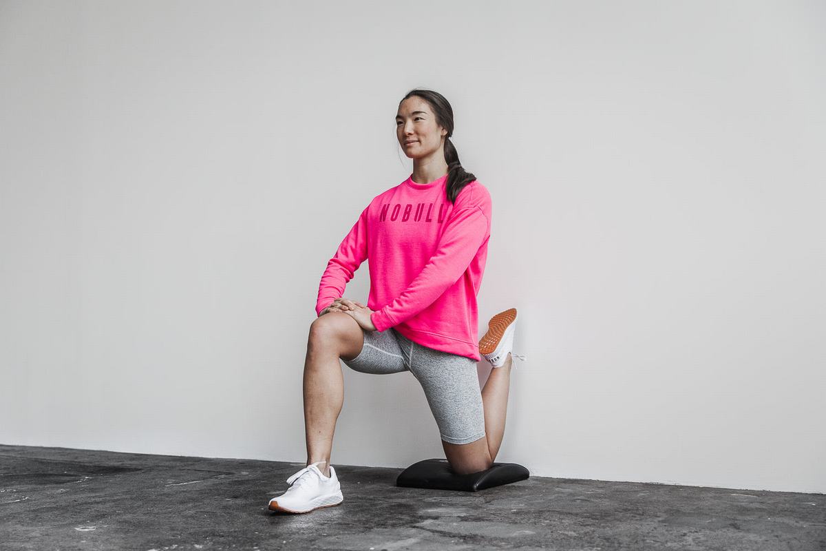 Nobull Crew Neon Sweatshirts Dames Roze | 045126-EBI