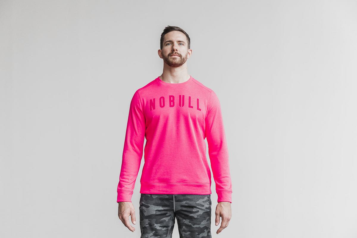 Nobull Crew Neon Sweatshirts Heren Roze | 516042-WOE