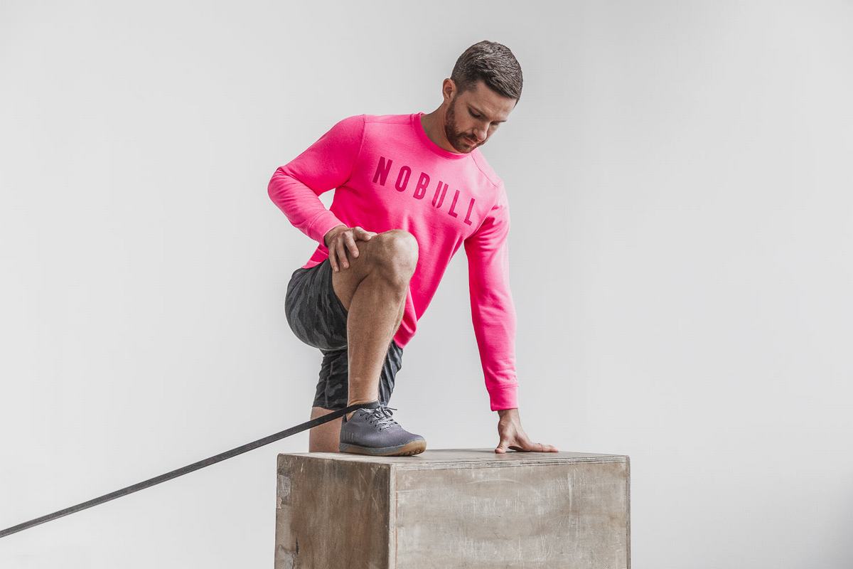 Nobull Crew Neon Sweatshirts Heren Roze | 516042-WOE