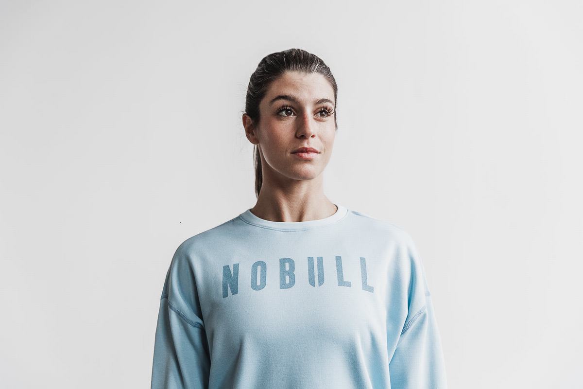 Nobull Crew Sweatshirts Dames Blauw | 948750-BNY