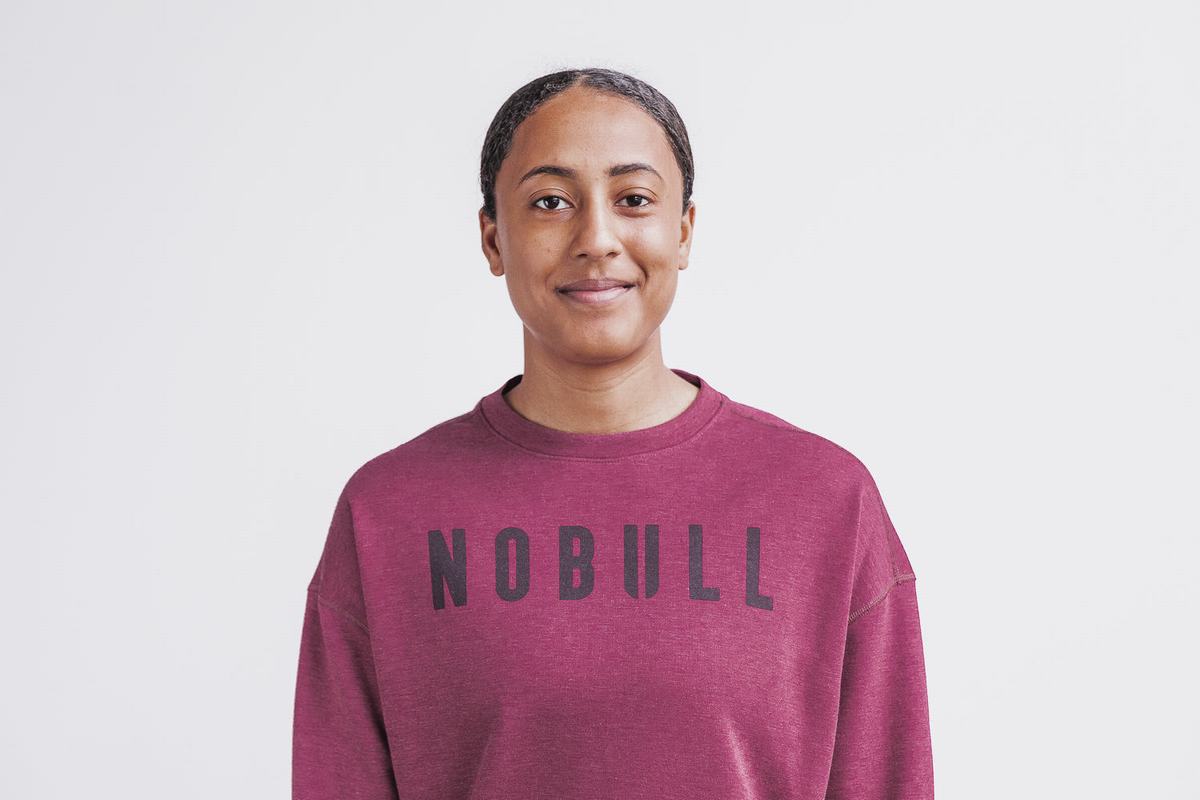 Nobull Crew Sweatshirts Dames Donkerrood | 374609-CEG