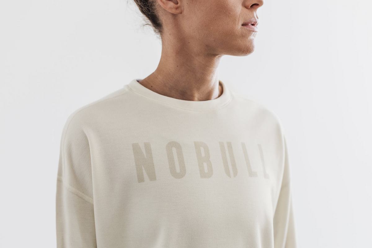 Nobull Crew Sweatshirts Dames Wit | 693470-QHI