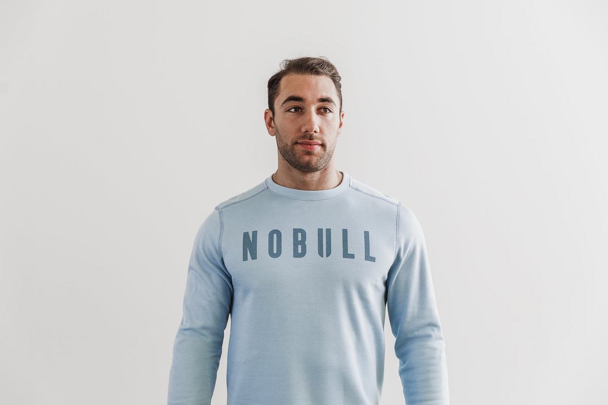 Nobull Crew Sweatshirts Heren Blauw | 942857-ZLH