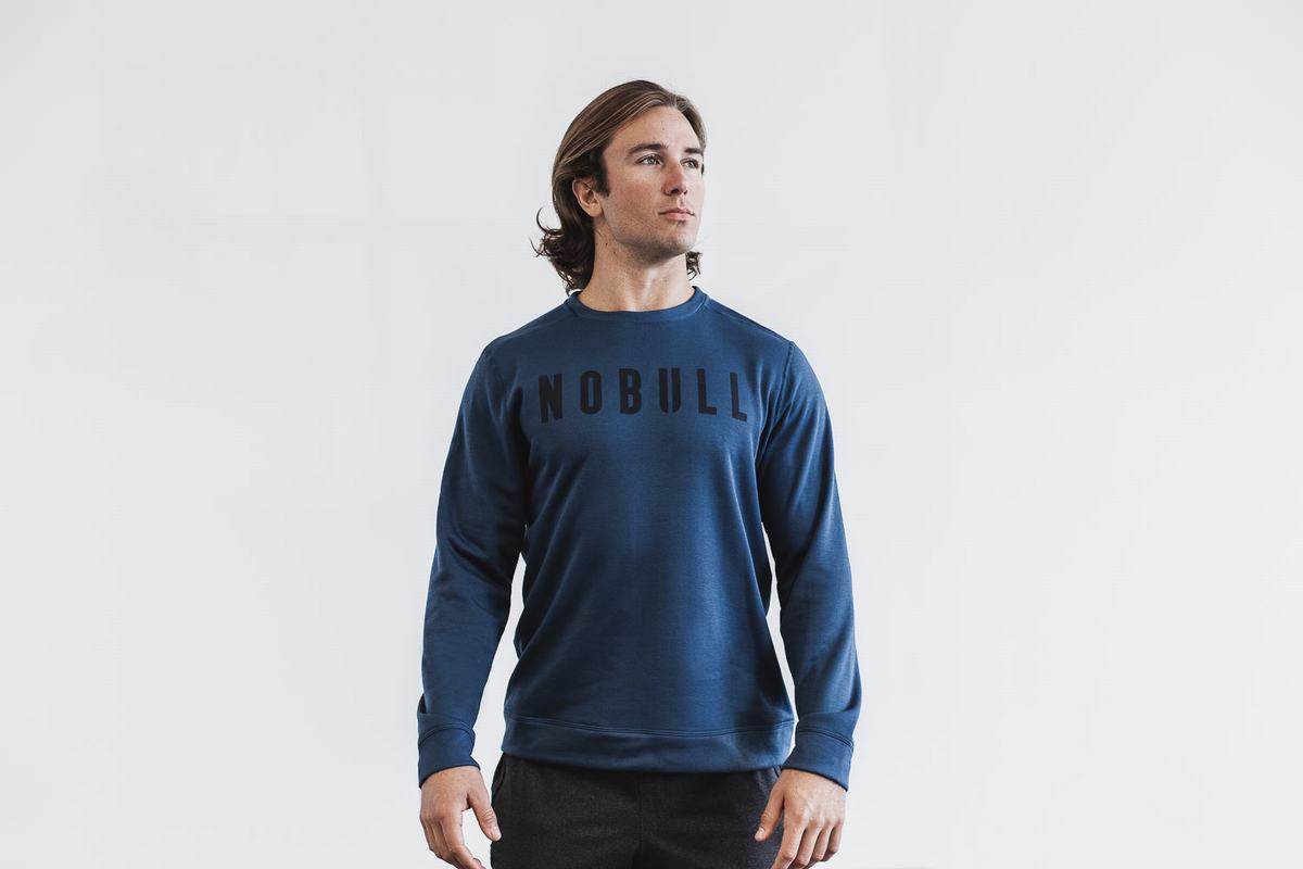 Nobull Crew Sweatshirts Heren Donkerblauw | 720689-PFO