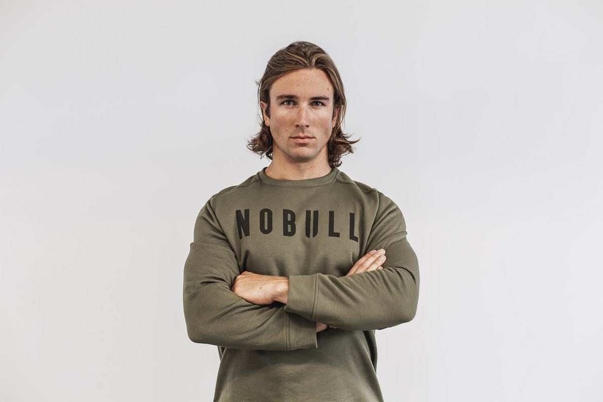 Nobull Crew Sweatshirts Heren Groen | 968435-WTH