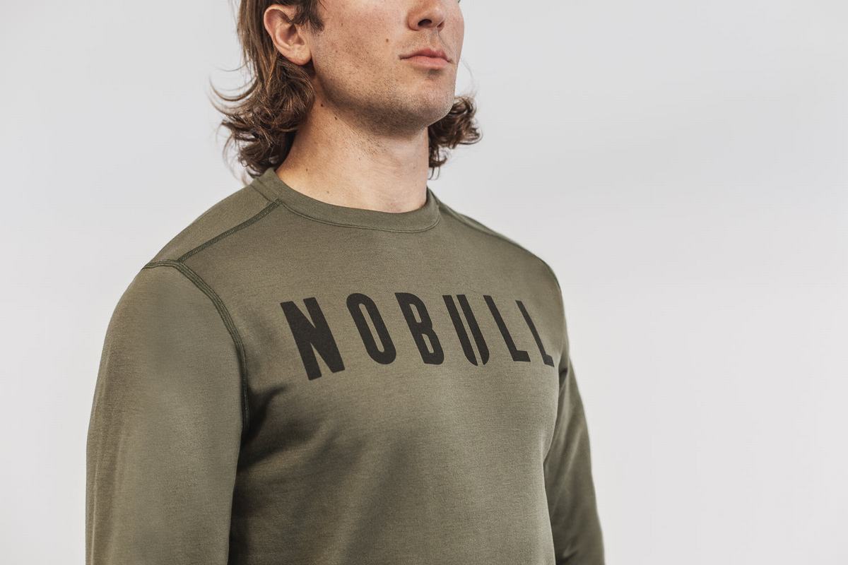 Nobull Crew Sweatshirts Heren Groen | 968435-WTH