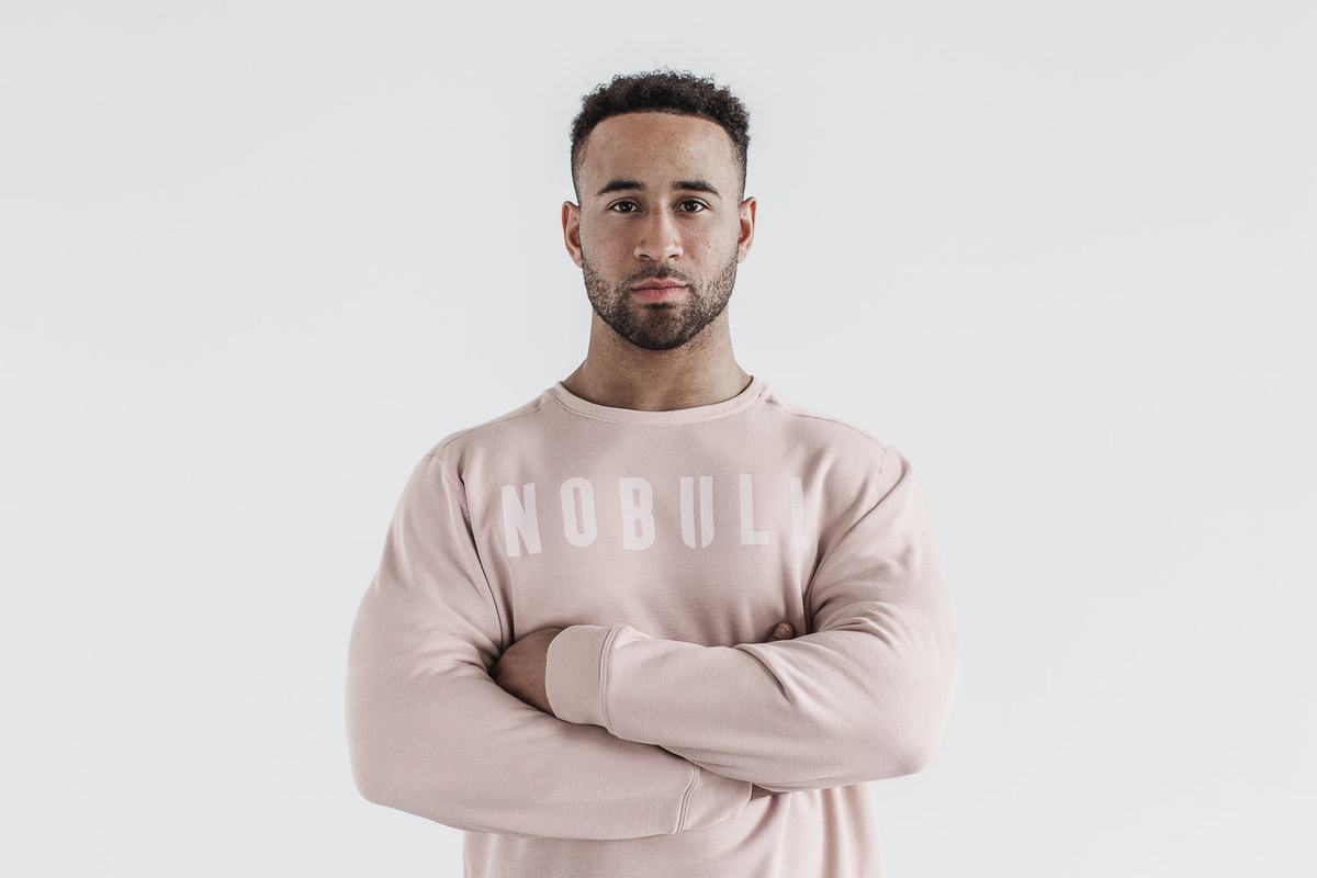 Nobull Crew Sweatshirts Heren Roze | 769305-EMN