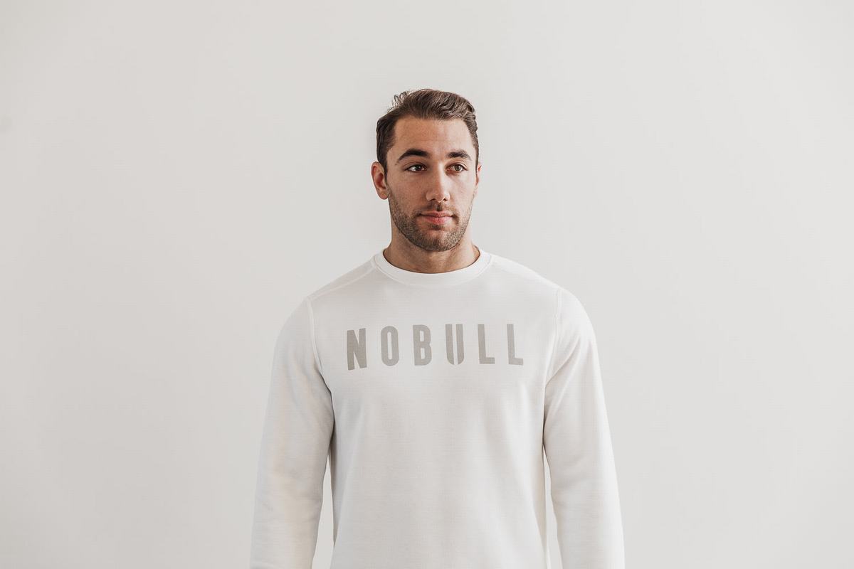 Nobull Crew Sweatshirts Heren Wit | 602389-WJY