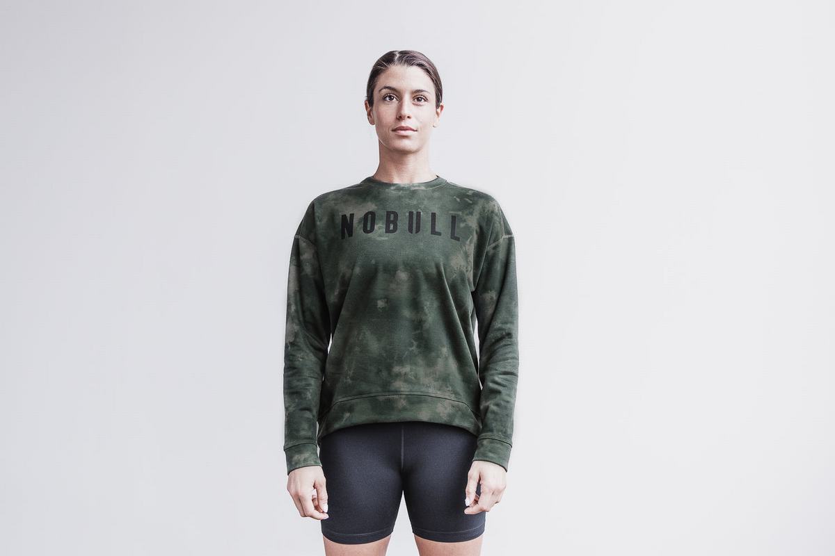 Nobull Crew Tie-Dye Sweatshirts Dames Groen | 458263-SOF