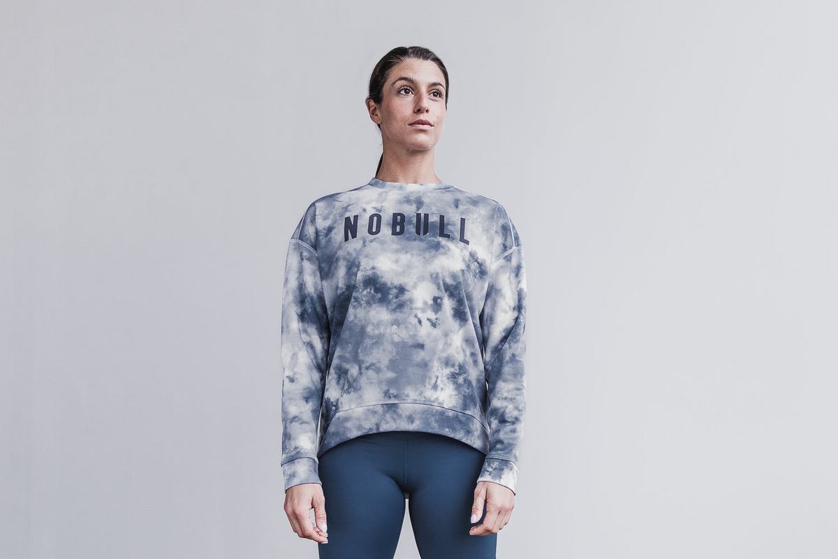 Nobull Crew Tie-Dye Sweatshirts Dames Wit | 526018-TGZ