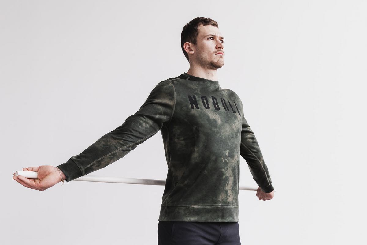 Nobull Crew Tie-Dye Sweatshirts Heren Groen | 123598-XKY