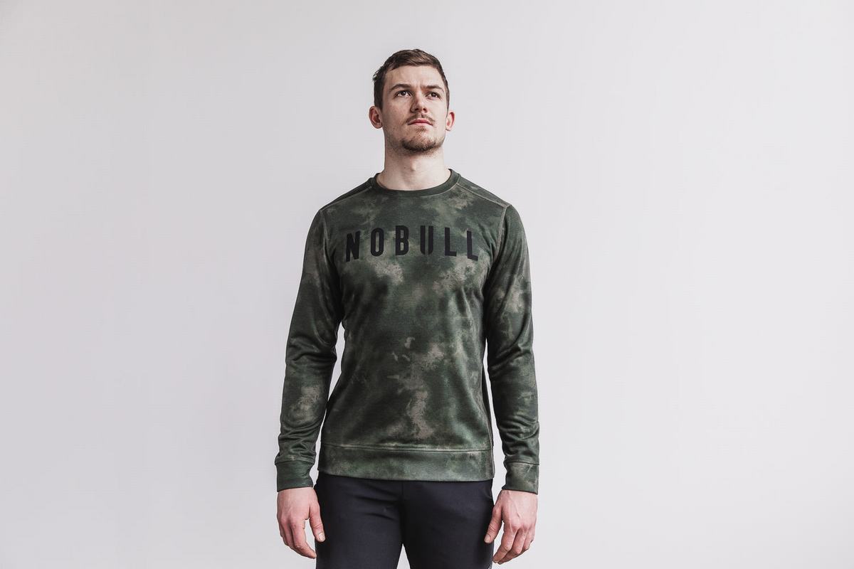 Nobull Crew Tie-Dye Sweatshirts Heren Groen | 123598-XKY