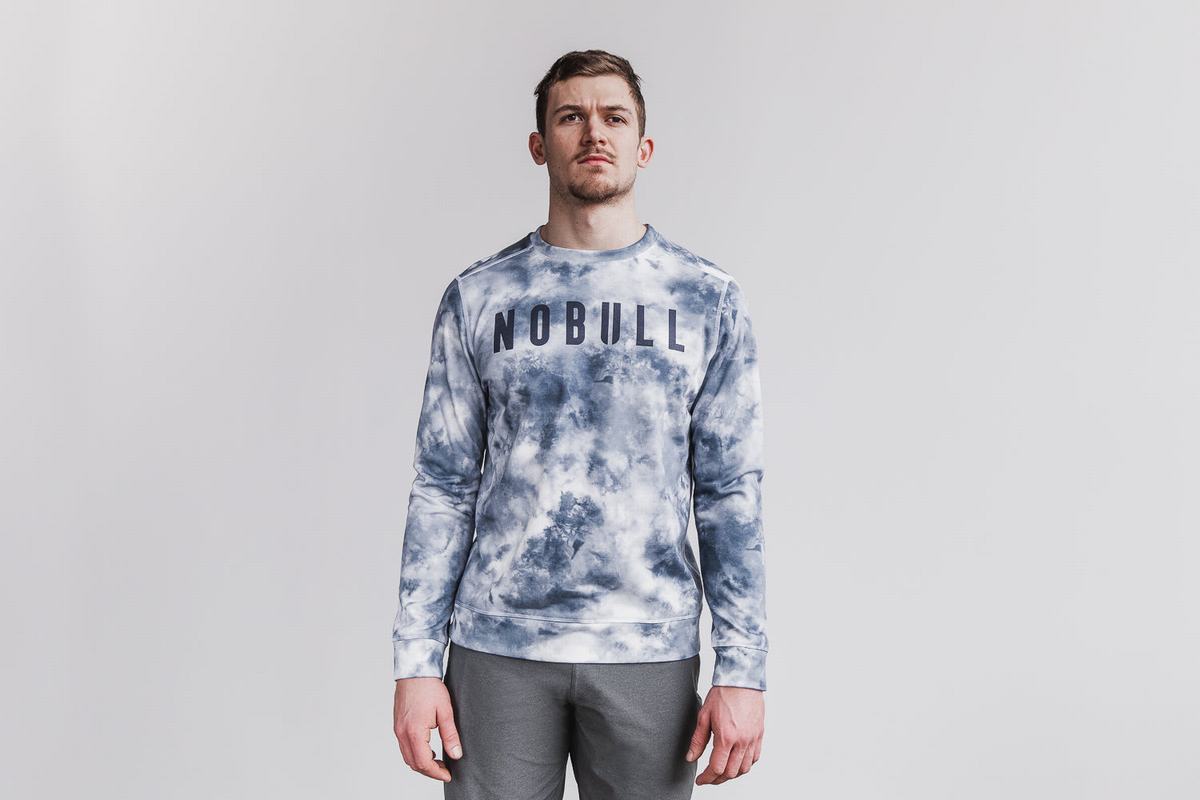 Nobull Crew Tie-Dye Sweatshirts Heren Wit | 031795-WSV