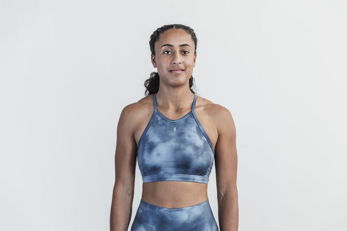 Nobull Halter Tie-Dye Sport Bh Dames Blauw | 014695-DCU