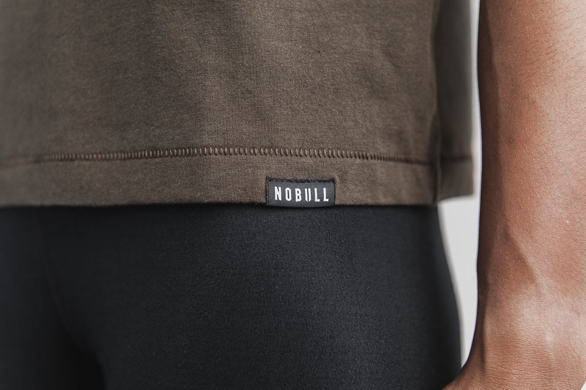 Nobull Heavyweight Pocket Boxy T-shirts Dames Chocola | 369174-XUO