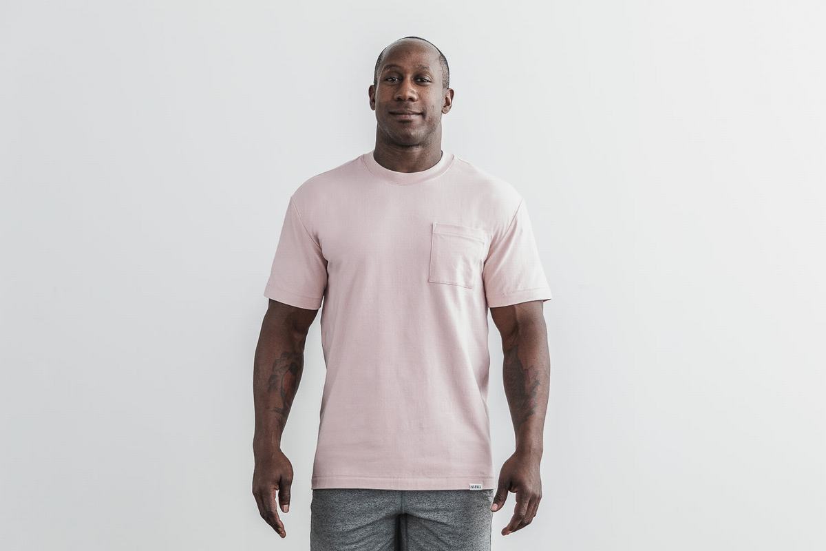 Nobull Heavyweight Pocket T-shirts Heren Roze | 209148-IWL