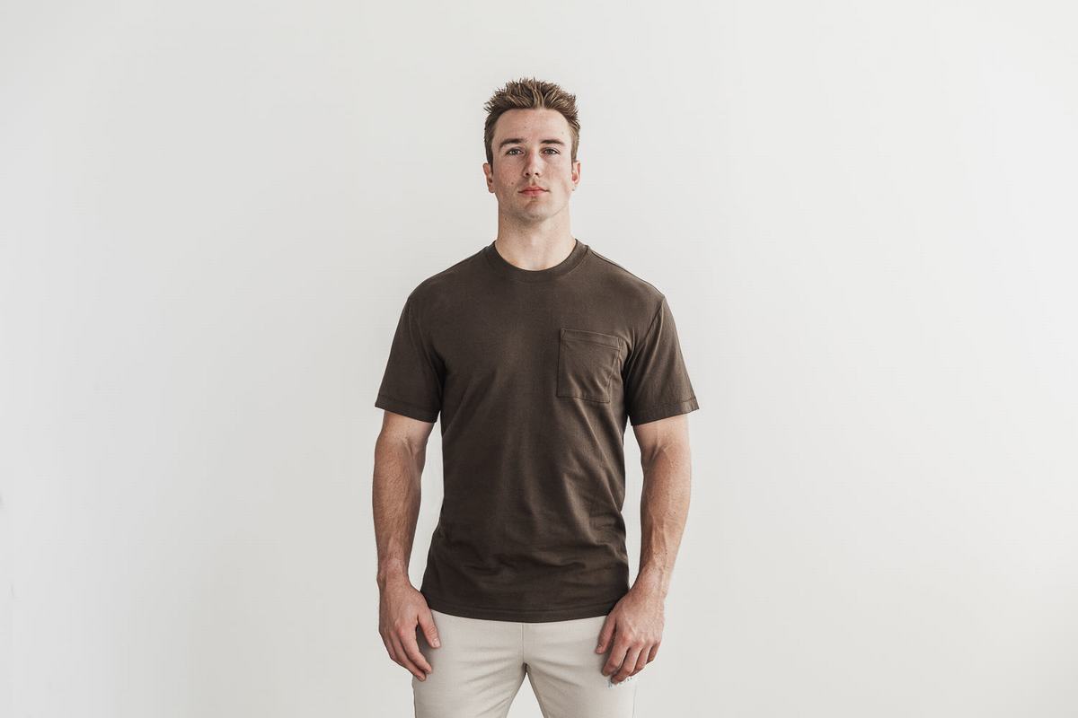 Nobull Heavyweight Pocket T-shirts Heren Chocola | 407218-FVL