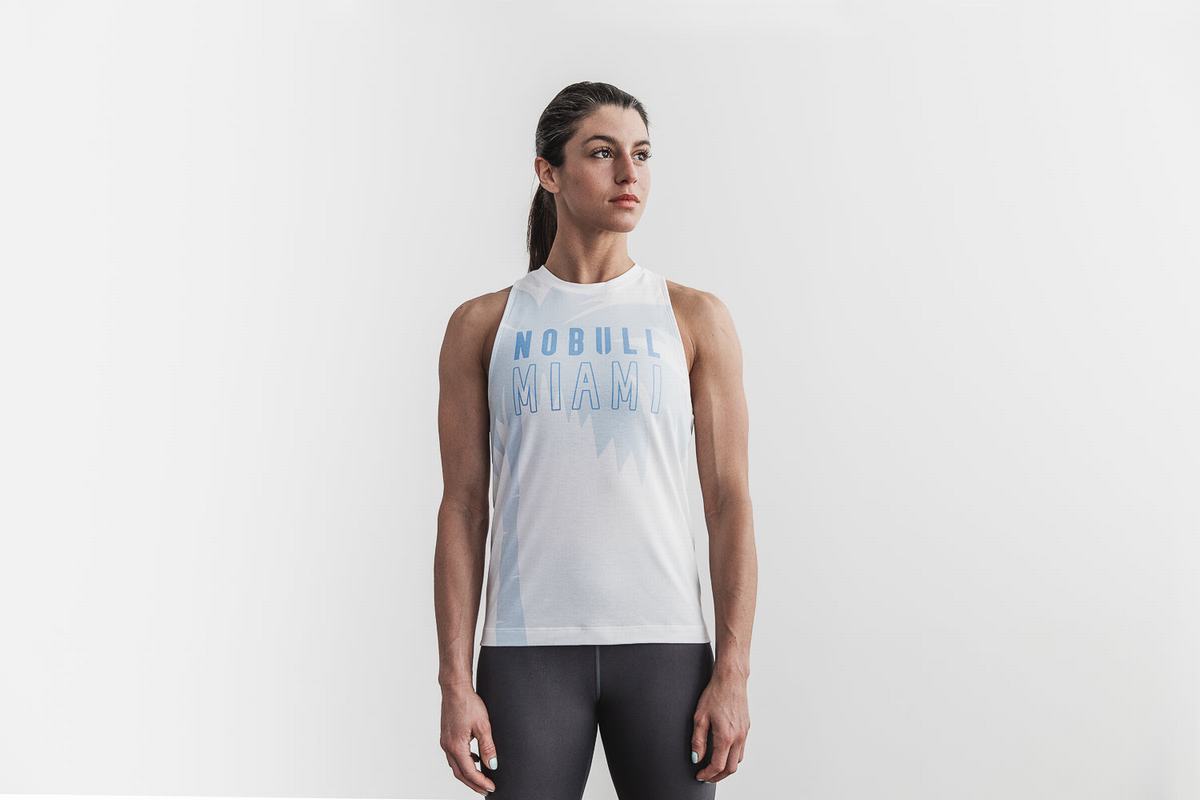 Nobull High-Neck Miami Palm Tank Tanktop Dames Blauw | 047823-SVR