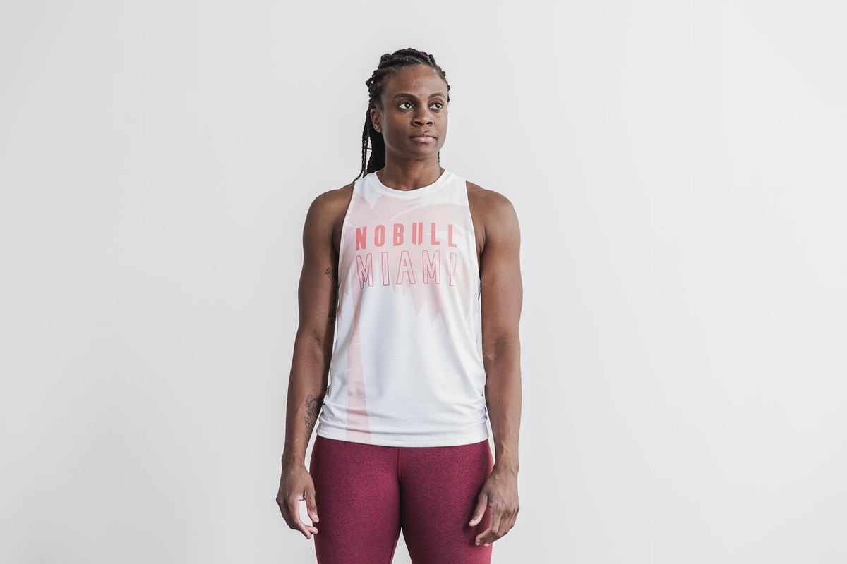 Nobull High-Neck Miami Palm Tank Tanktop Dames Koraal | 164058-JSU