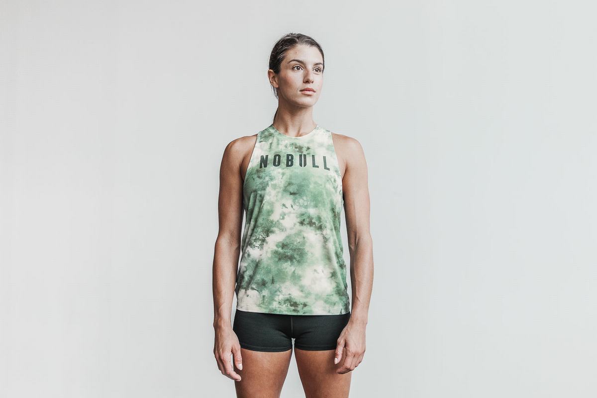 Nobull High-Neck Tank Tie-Dye Tanktop Dames Groen | 073916-RSI