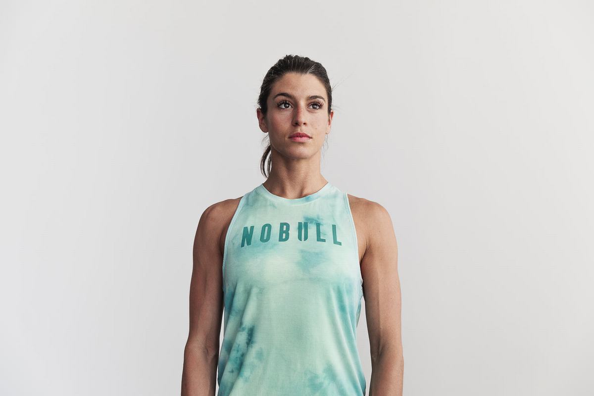 Nobull High-Neck Tank Tie-Dye Tanktop Dames Lichtturquoise | 617523-ABO