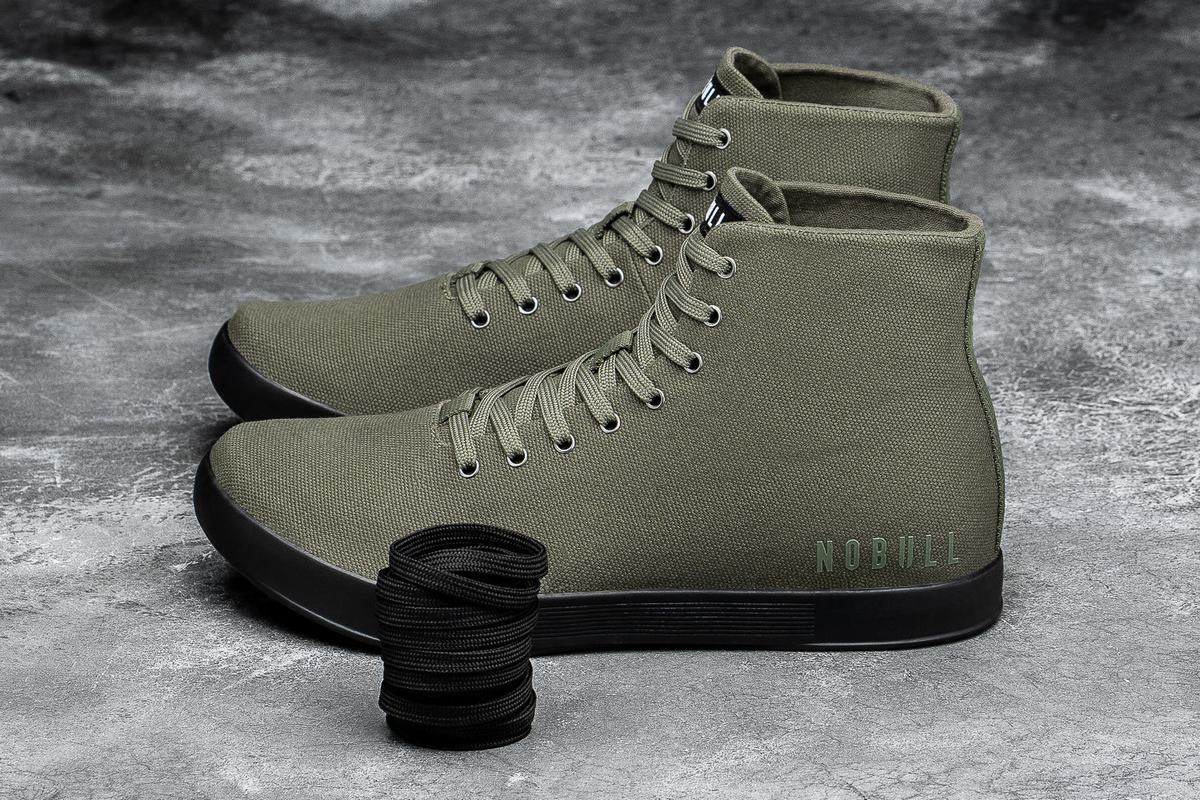 Nobull High-Top Canvas Trainer Fitness Schoenen Heren Donkergroen Zwart | 972861-POS