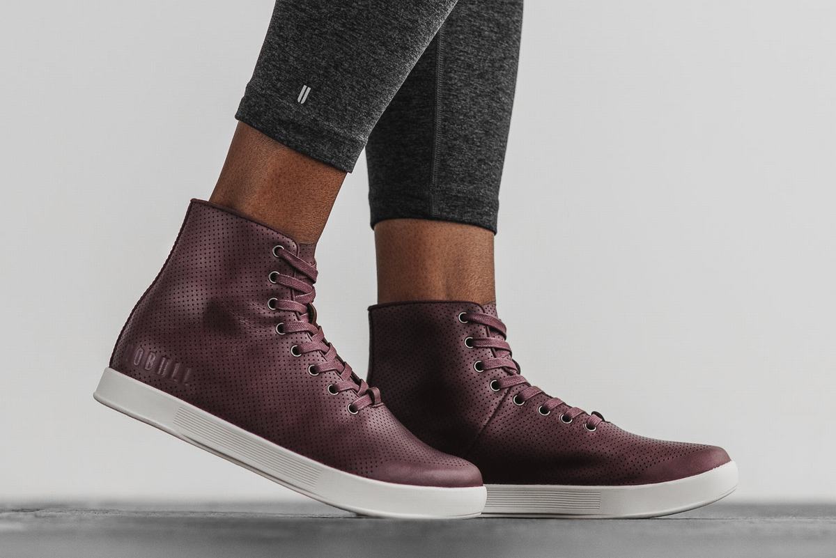 Nobull High-Top Leather Trainer Fitness Schoenen Dames Bordeaux | 618902-LZY