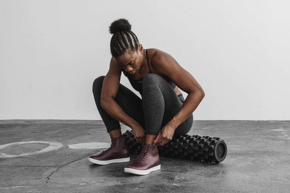 Nobull High-Top Leather Trainer Fitness Schoenen Dames Bordeaux | 618902-LZY