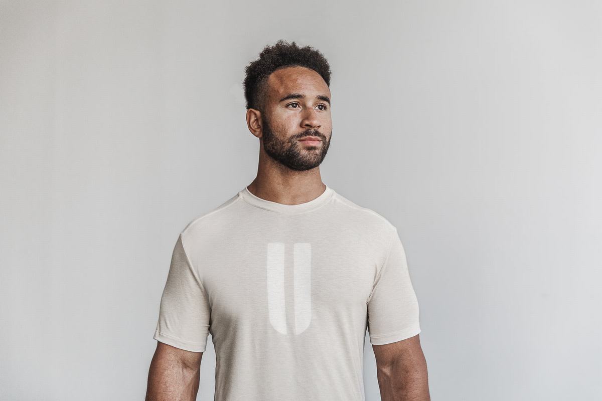 Nobull Horns T-shirts Heren Beige | 958230-GNY