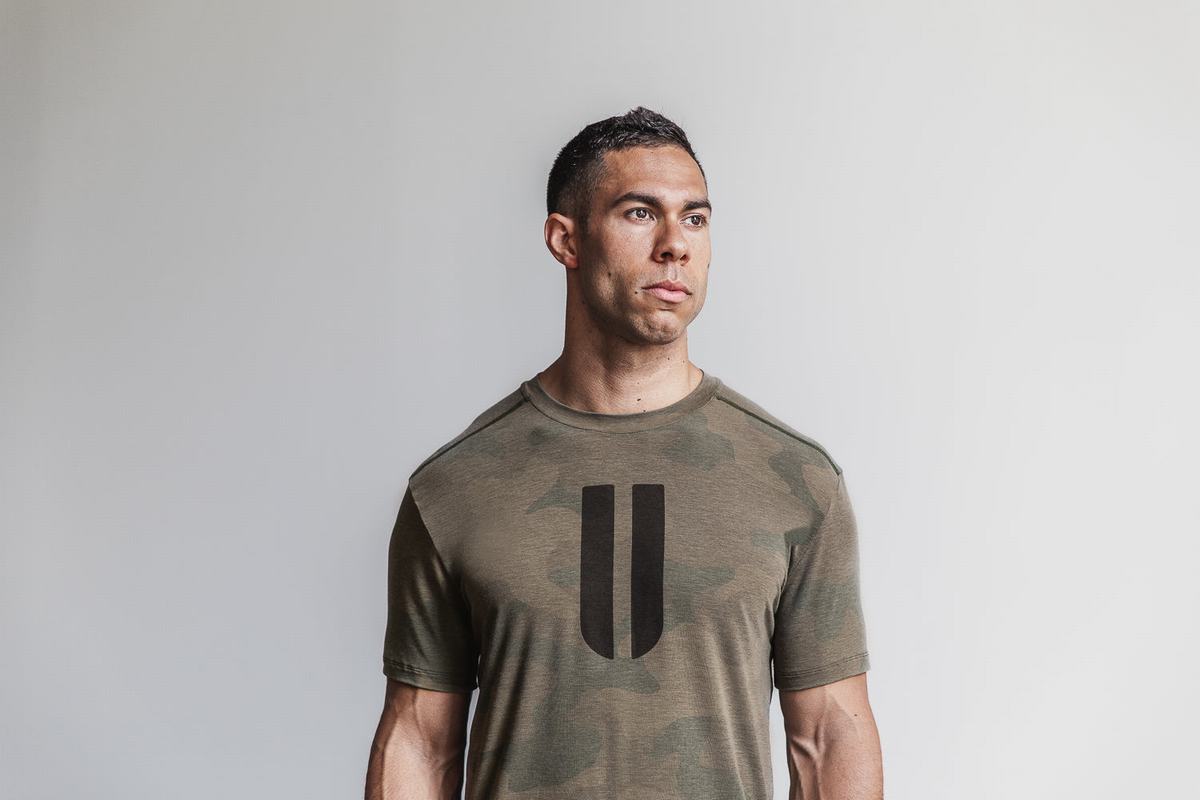 Nobull Horns T-shirts Heren Groen Camo | 248957-TCP