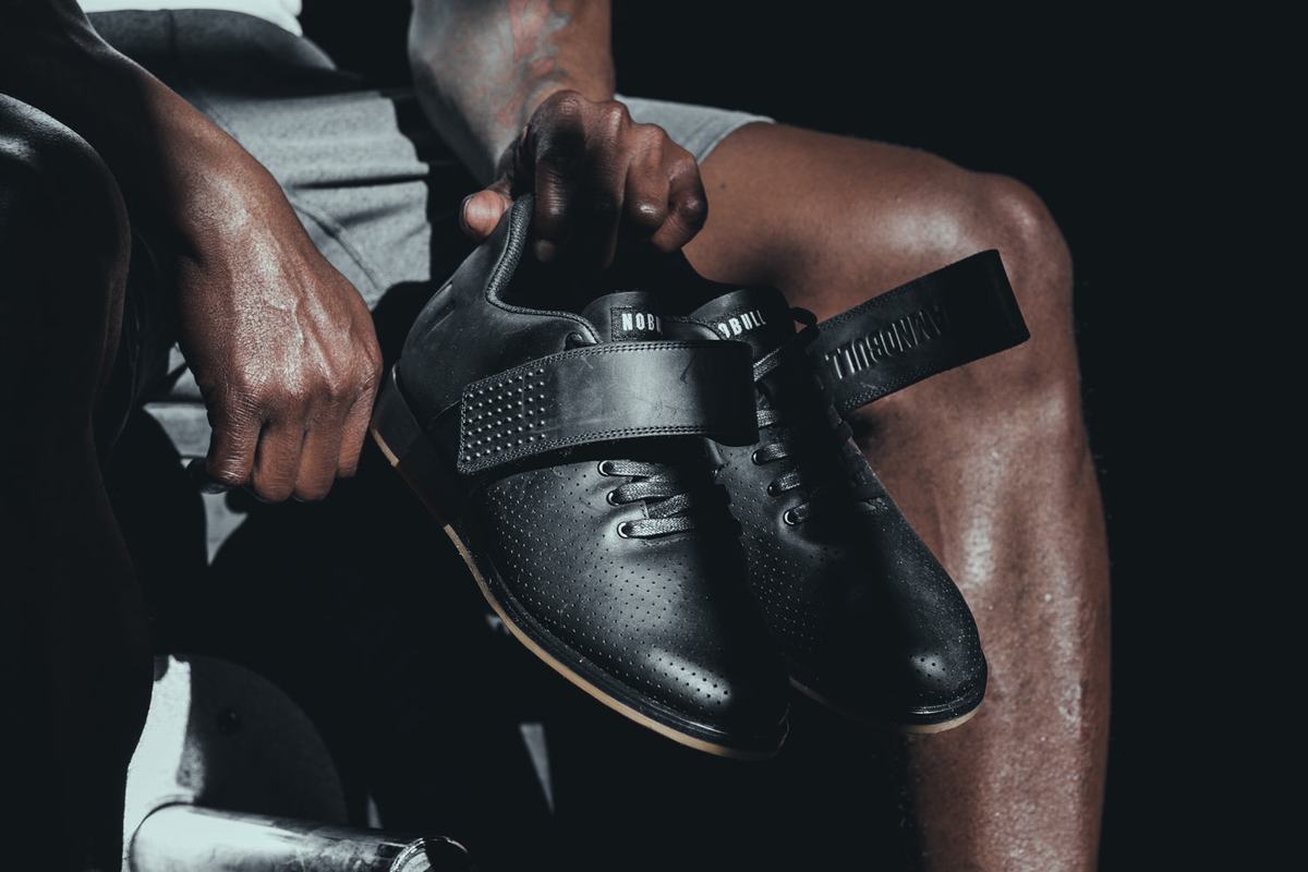 Nobull Leather Powerlift Schoenen Heren Zwart | 160834-ZRV