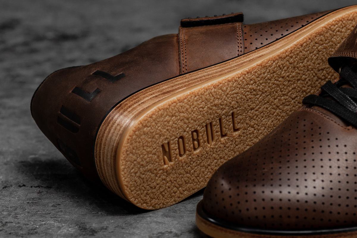 Nobull Leather Powerlift Schoenen Heren Koffie | 357694-YAE