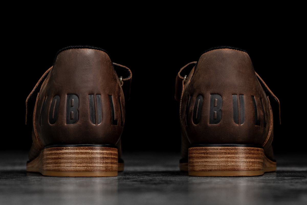 Nobull Leather Powerlift Schoenen Heren Koffie | 357694-YAE