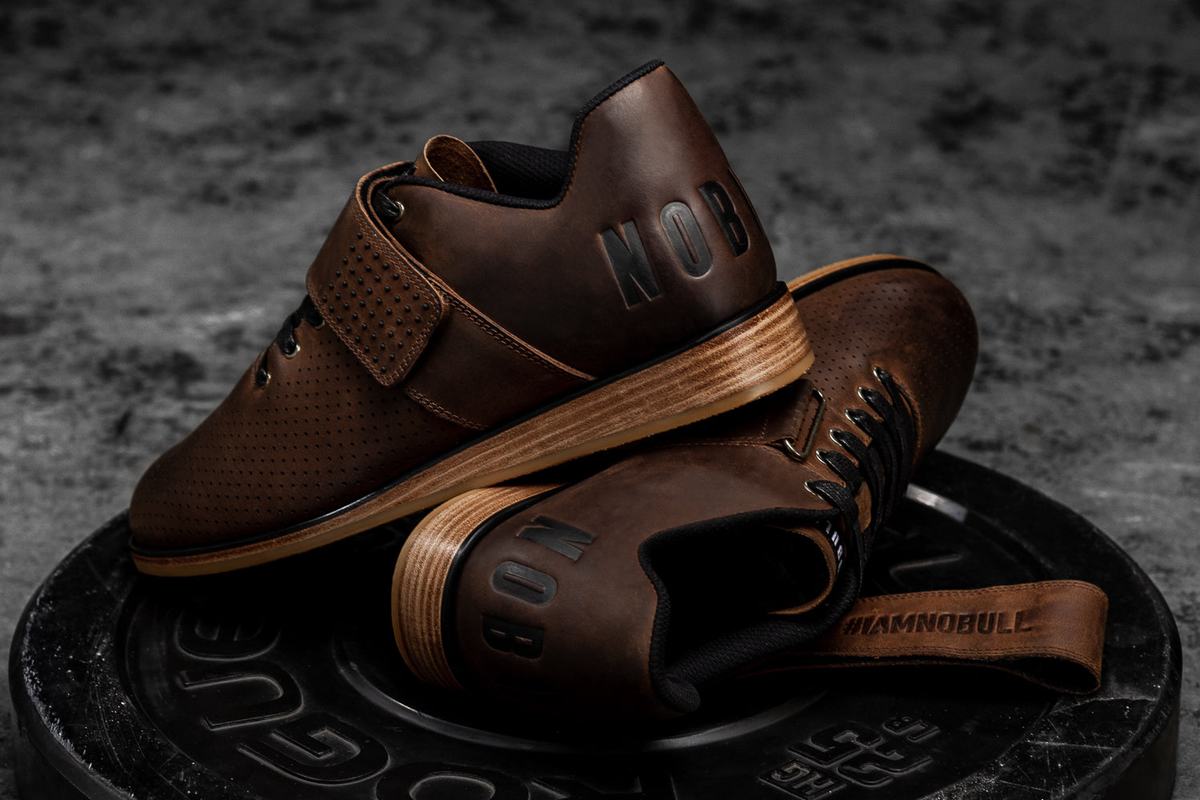 Nobull Leather Powerlift Schoenen Heren Koffie | 357694-YAE