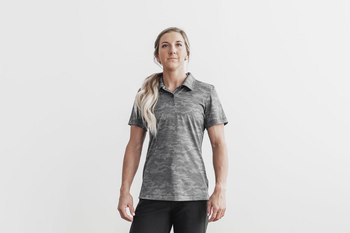 Nobull Lightweight Textured Polo T-shirts Dames Zwart Camo | 541382-XFN