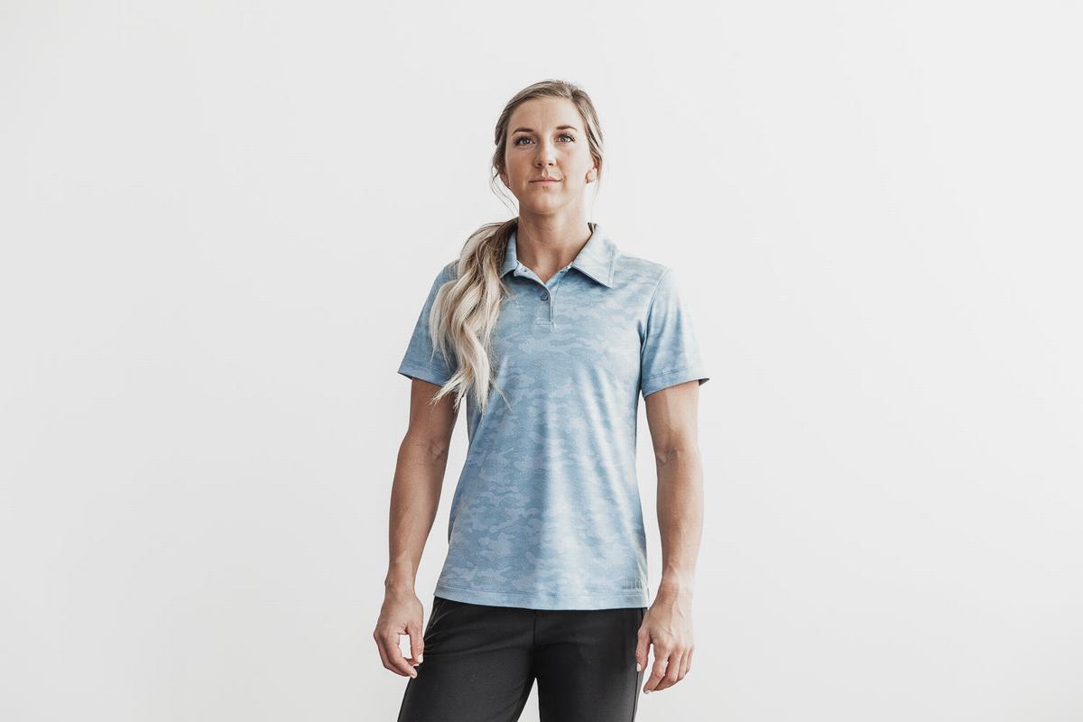 Nobull Lightweight Textured Polo T-shirts Dames Camo | 740213-BAW