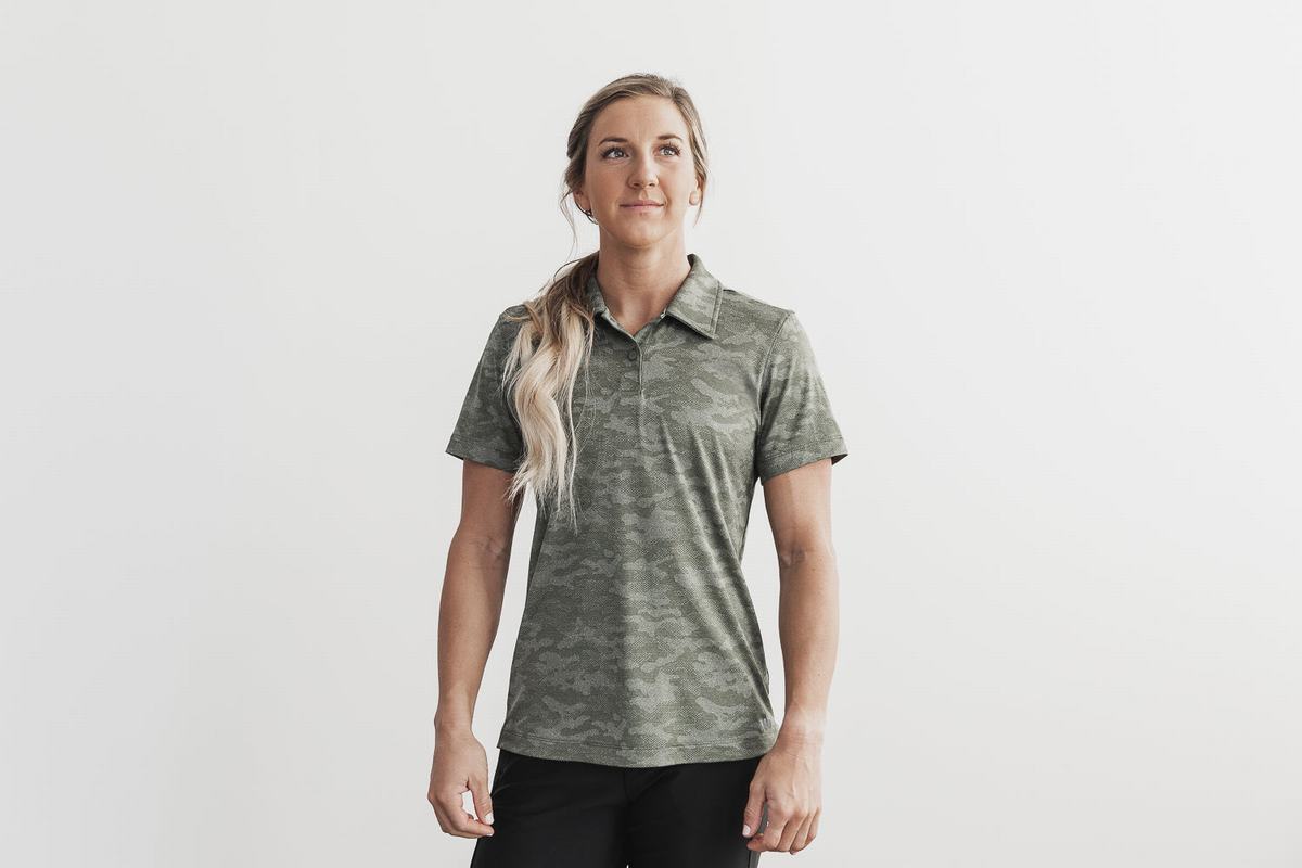 Nobull Lightweight Textured Polo T-shirts Dames Camo | 837495-XIR